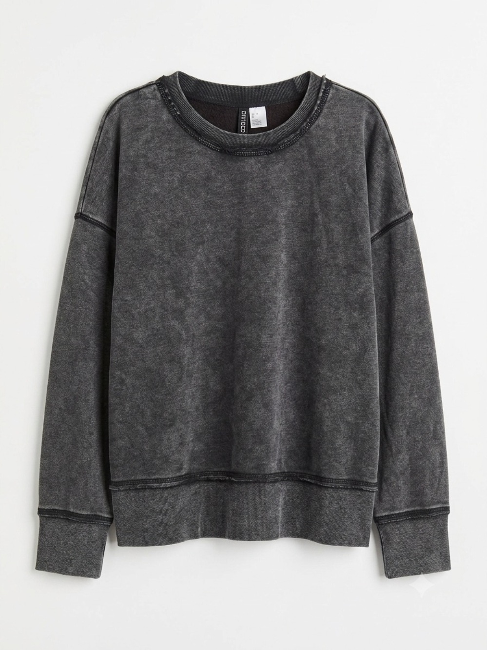 H&M Washed Black Crewneck Sweatshirt